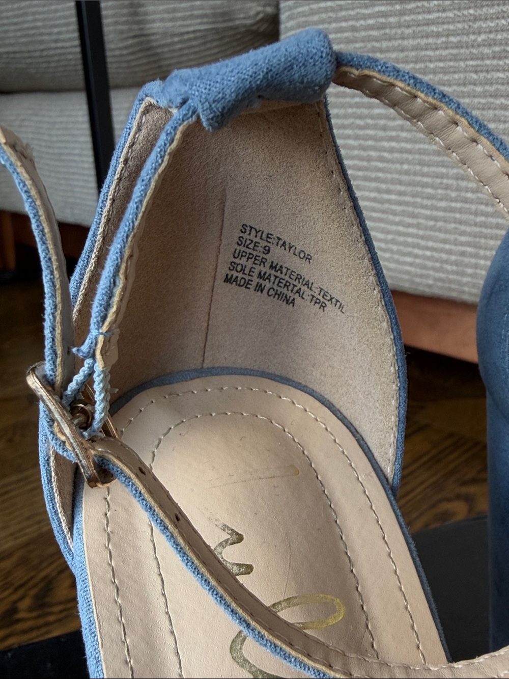 Lulu's Light Blue Suede Block Heel Sandals with Ankle Strap - Picture 5 of 7